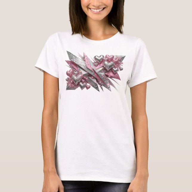 Kantiges rotes ABSTRACT ART Design T-Shirt (Vorderseite)