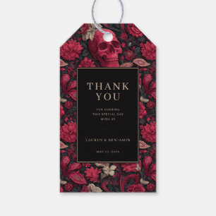 Kantiges rotes Blumen-Schädel-Motiv Geschenkanhänger