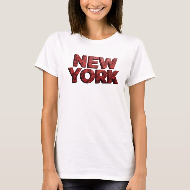 Kantiges rotes NEW YORK T-Shirt (Vorderseite)