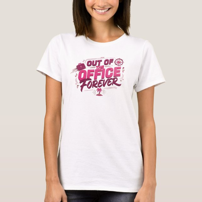 Kantiges rotes OUT OF OFFICE Modeprint T-Shirt (Vorderseite)