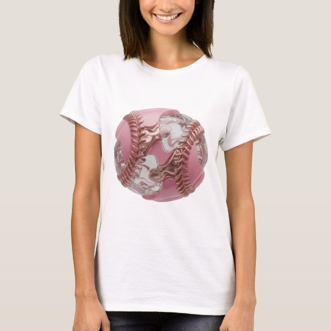 Kantiges Silber BASEBALL BALL 3D-Textkunst T-Shirt (Vorderseite)