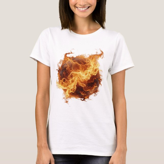 Kantiges Silber FIREBALL Grafikdesign T-Shirt (Vorderseite)
