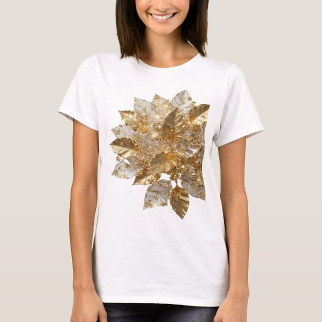 Kantiges Silber GOLDENE BLÄTTER T-Shirt (Vorderseite)
