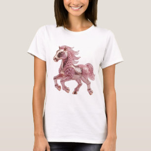 Kantiges Silber PINK GLAS PFERD Kühnes Design T-Shirt