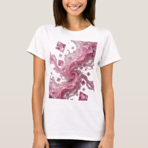 Kantiges Silber PINK KRISTALL SPLASH Statement T-S T-Shirt