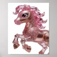 Kantiges Silber ROSE GOLD PINK EINHORN 3D Text Kun