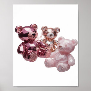 Kantiges Silber SWAROVSKI TEDDYBÄREN Slogan Design Poster