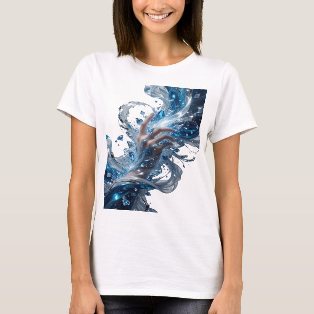 Kantiges Silber WATER MAGIC Slogan Design T-Shirt (Vorderseite)