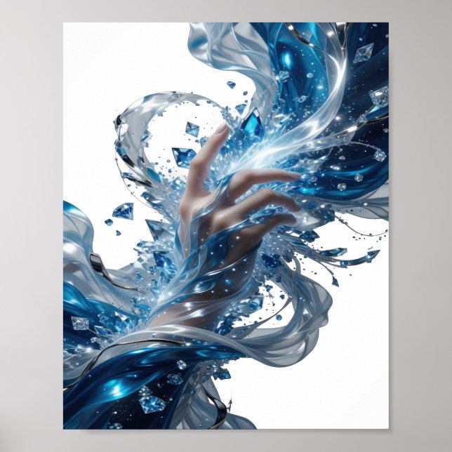 Kantiges Silber WATER MAGIC Slogandesign Poster (Vorne)
