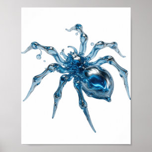 Kantiges Silber WATER SPIDER Druck Poster