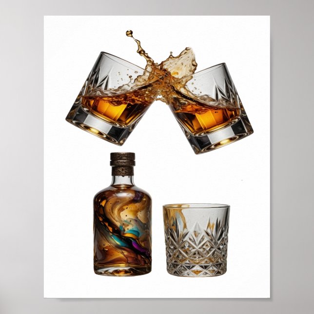 Kantiges Silber WHISKY SPLASH Poster (Vorne)