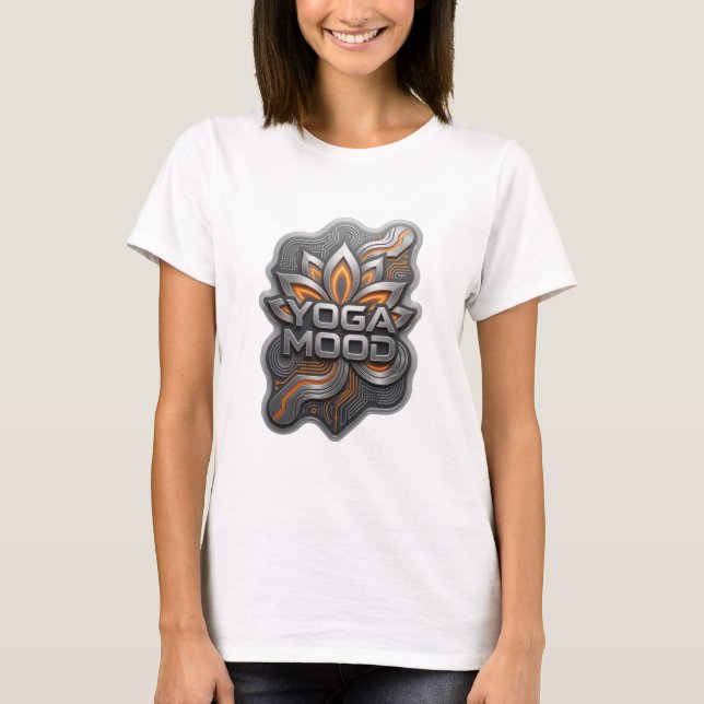 Kantiges Silber YOGAMOOD Shirt Design (Vorderseite)