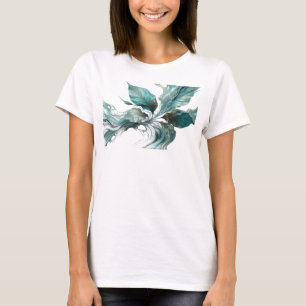 Kantiges silbernes abstraktes Blätter-Trendy-T-Shi T-Shirt
