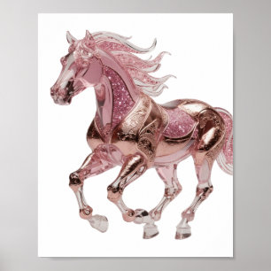 Kantiges Silbernes PINK GLITTER PFERD Statement De Poster