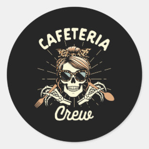 Kantine Dame Cafeteria Arbeiter Squad Skelett Cafe Runder Aufkleber