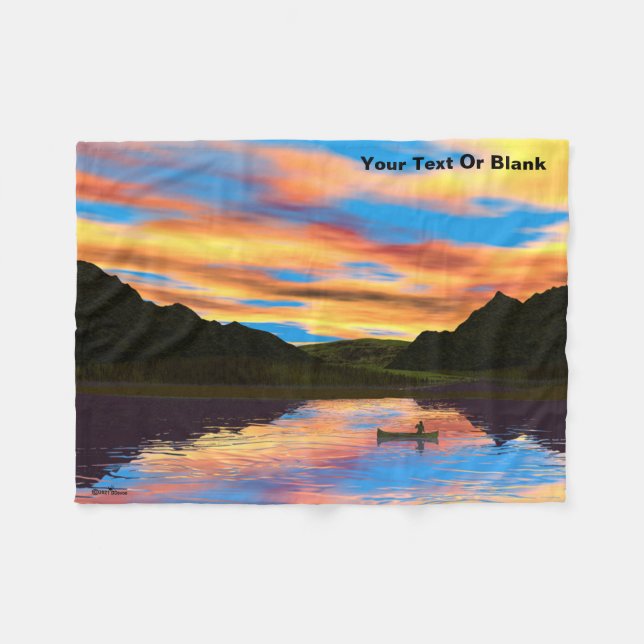 Kanu auf Sunset Lake Throw Blanket Fleecedecke (Vorderseite (Horizontal))