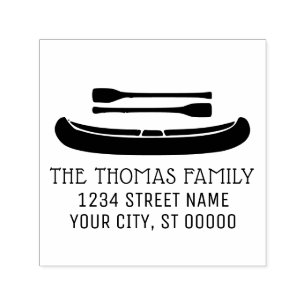 Kanu mit Oars Silhouette Name Address Monogram Permastempel