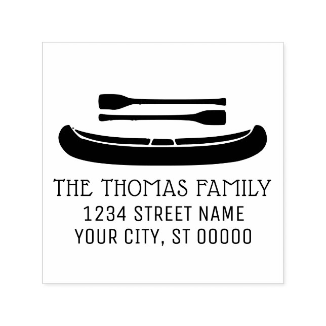 Kanu mit Oars Silhouette Name Address Monogram Permastempel (Design)