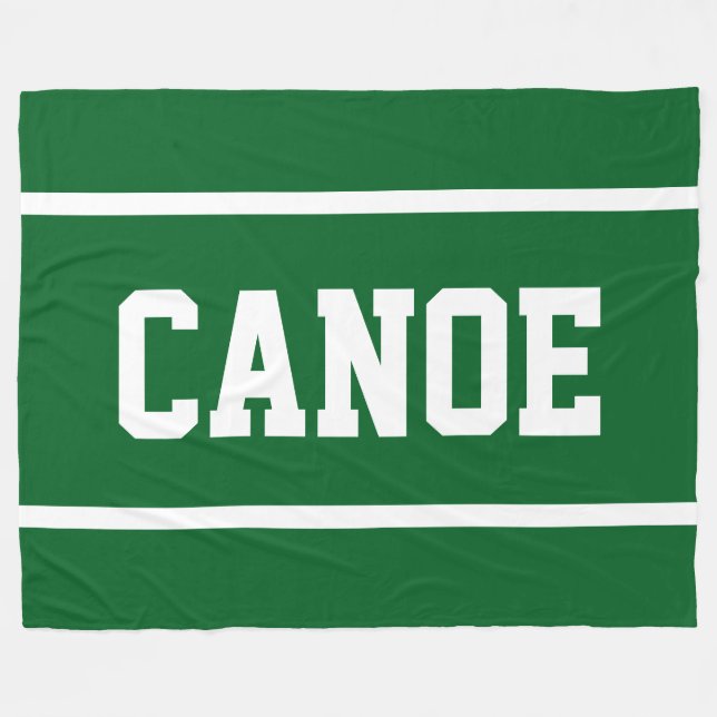 KANU Sportlich Weiße Textstreifen auf Waldgrün Fleecedecke (Vorderseite (Horizontal))
