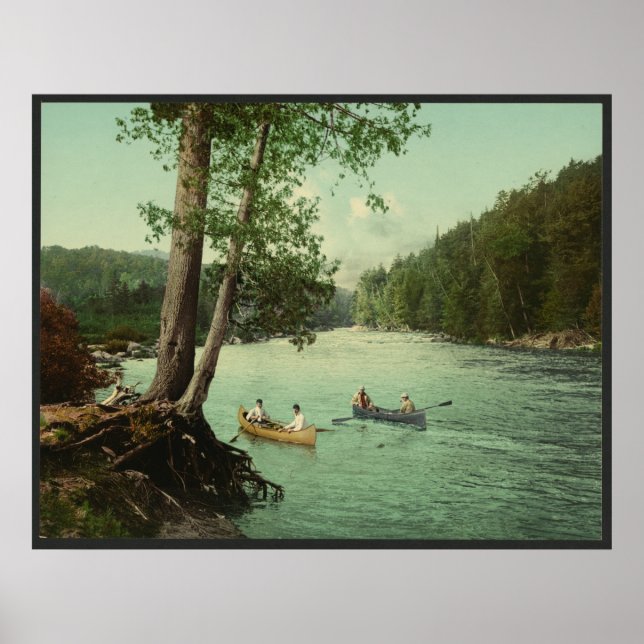 Kanufahren auf einem Adirondack Mountain Stream Poster (Vorne)