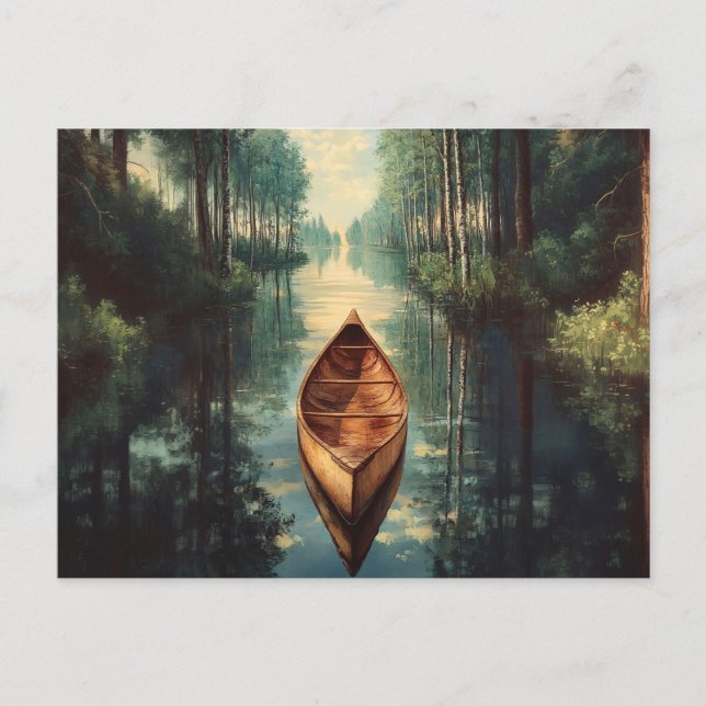Kanufahren auf einem Landschaftlichen Fluss Postkarte (Vorderseite)