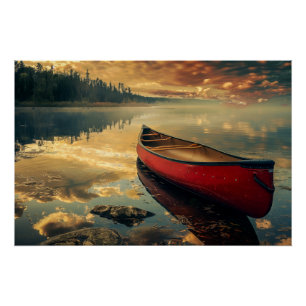 Kanufahren in einem Fluss Poster