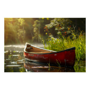 Kanufahren in einem Fluss Poster