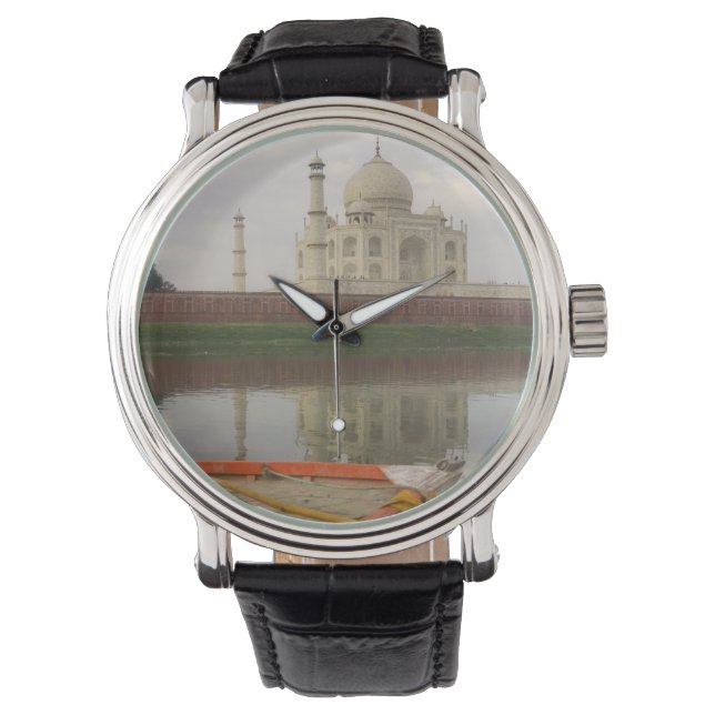Kanufahren in Wasser mit Taj Mahal, Agra, Indien Armbanduhr (Vorderseite)