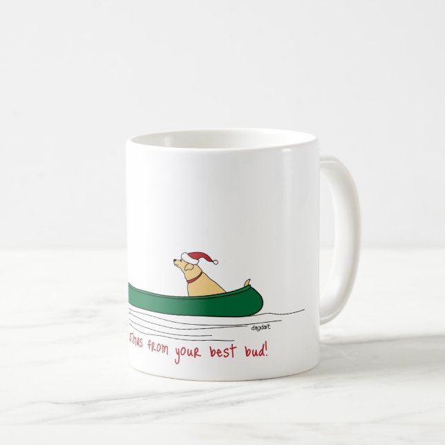 Kanufahren Weihnachtshund Kaffeetasse (VorderseiteRechts)