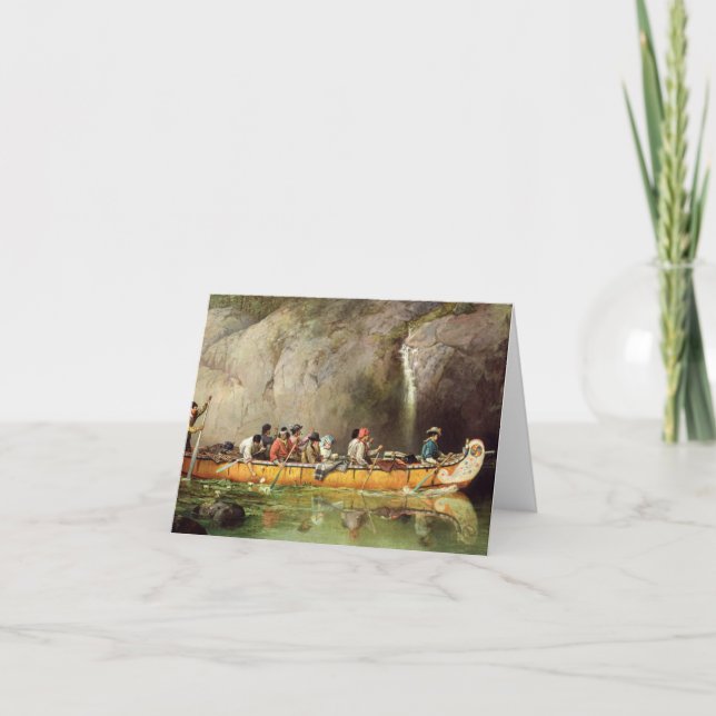 Kanufahrer bemannt durch Voyageurs Wasserfall pass Dankeskarte (Vorderseite)