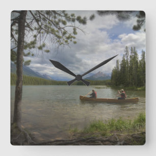 Kanufahrt auf dem See, Alberta Kanada Quadratische Wanduhr