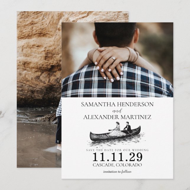 Kanuparchen-Hochzeit Save The Date (Vorne/Hinten)