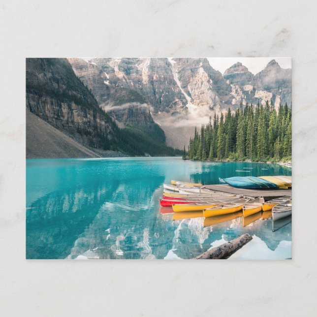 Kanus auf dem Moraine Lake Banff National Park Kan Postkarte (Vorderseite)