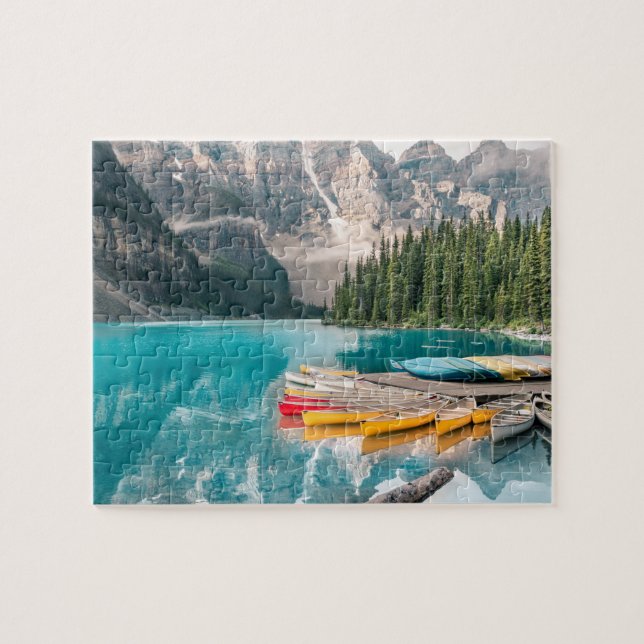 Kanus auf dem Moraine Lake Banff National Park Kan Puzzle (Horizontal)