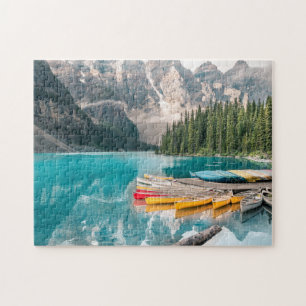 Kanus auf dem Moraine Lake Banff Nationalpark Kana Puzzle