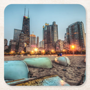 Kanus auf Eichen-Straße setzen wenig nach Rechteckiger Pappuntersetzer