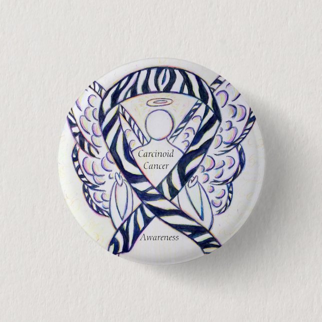 Kanzeroid Cancer Awareness Ribbon Engel Custom But Button (Vorderseite)