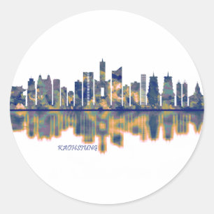 Kaohsiung City Skyline Runder Aufkleber