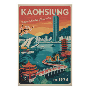 Kaohsiung Taiwan Retro-Reiseplakat-Kunst Poster