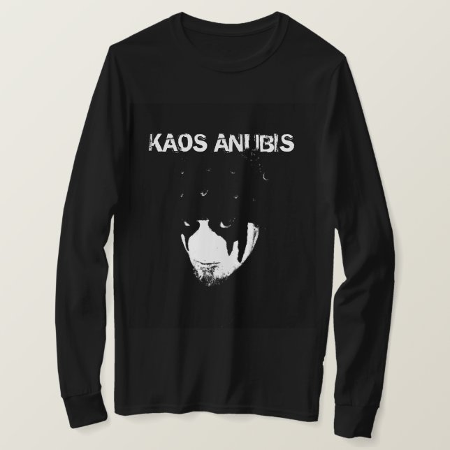 Kaos Anubis langes Gesicht Hülsen-B&W T-Shirt (Design vorne)