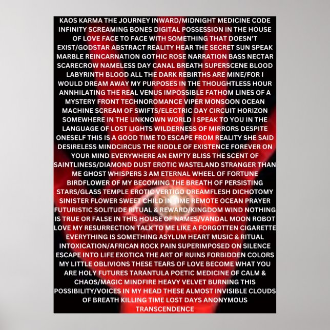 KAOS KARMA original poem poster (Vorne)