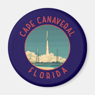 Kap Canaveral Florida Retro abgenutzt Kreis Magnet