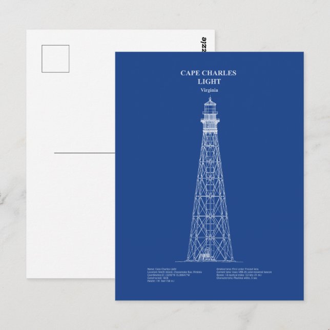 Kap Charles Lighthouse - Virginia - AD Postkarte (Vorne/Hinten)