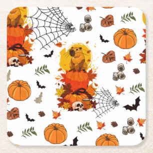 Kap Halloween. Hexenkürbis Rechteckiger Pappuntersetzer