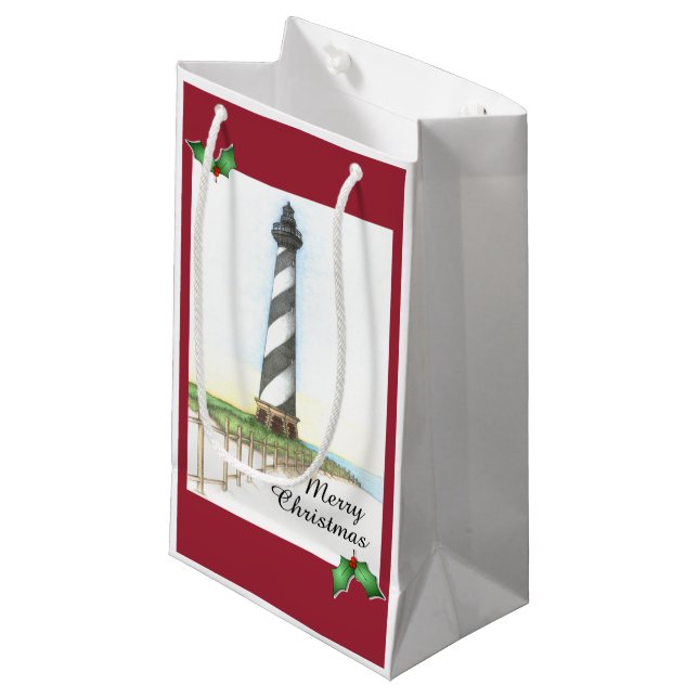 Kap Hatteras Leuchtturm-Feriengeschenk-Tasche Kleine Geschenktüte (Vorderseite Schrägansicht)