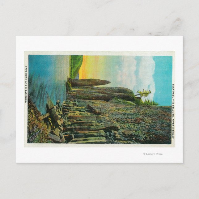 Kap Horn und Felsen Cigar auf dem Columbia River Postkarte (Vorderseite)