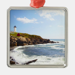 Kap Neddick "Klumpen-" Leuchtturm in Maine Silbernes Ornament