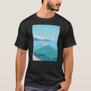 Kap Reinga Lighthouse Neuseeland Paiting Tourismus T-Shirt