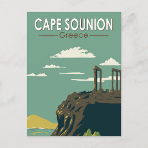 Kap Sounion Griechenland Reise Kunst Vintage Postkarte