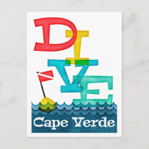 Kap Verde Dive - farbenfrohe Scuba Postkarte